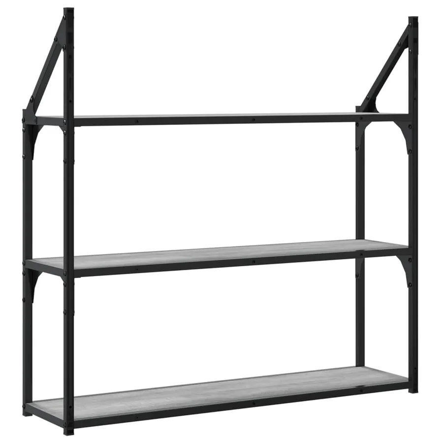 Étagère murale 3 niveaux sonoma gris 80x21x78,5 cm - 6