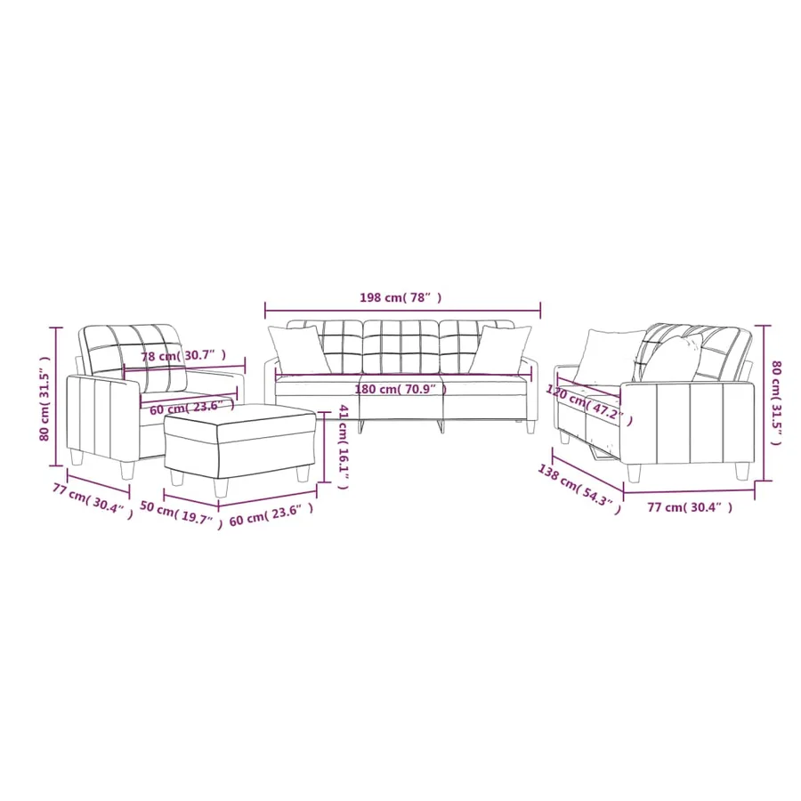 Ensemble de canapés 4 pcs avec coussins gris similicuir - 12