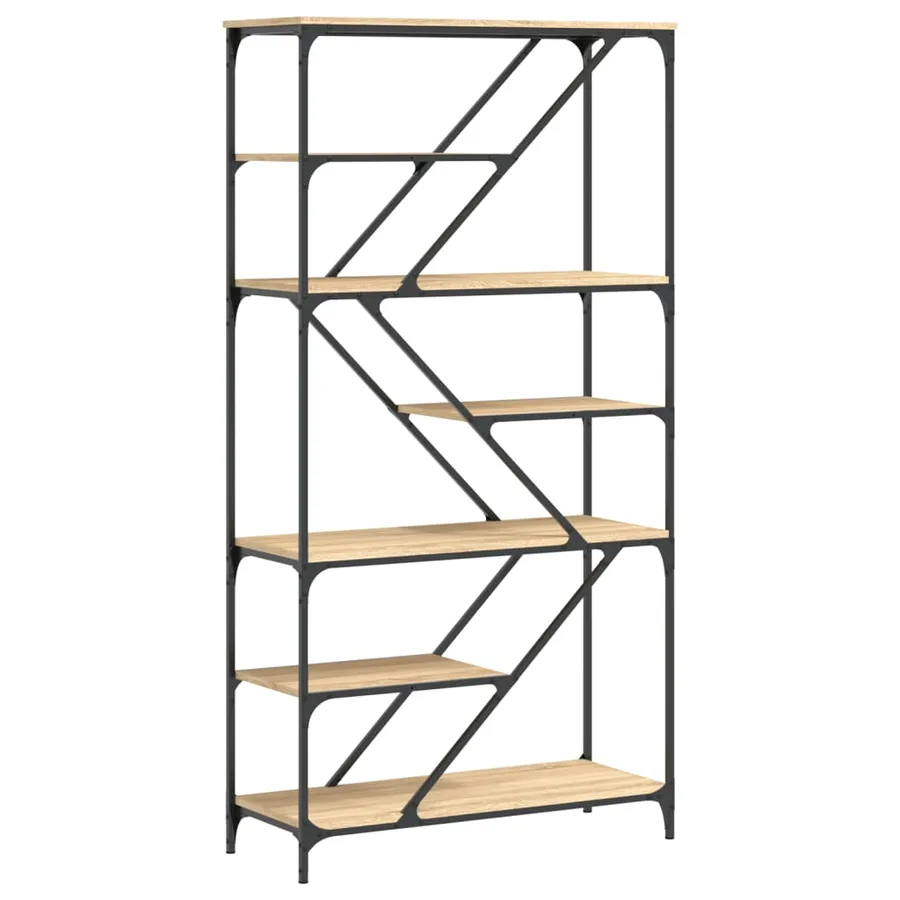 Bibliothèque chêne sonoma 91x36x176 cm bois ingénierie et acier - 2