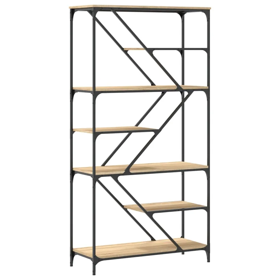 Bibliothèque chêne sonoma 91x36x176 cm bois ingénierie et acier - 6