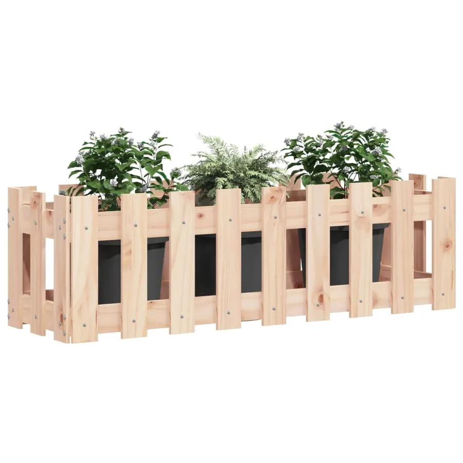 Lit surélevé de jardin design de clôture 100x30x30cm pin massif - 3