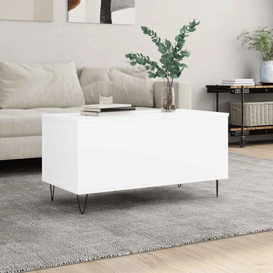 Table basse Blanc 90x44,5x45 cm Bois d'ingénierie