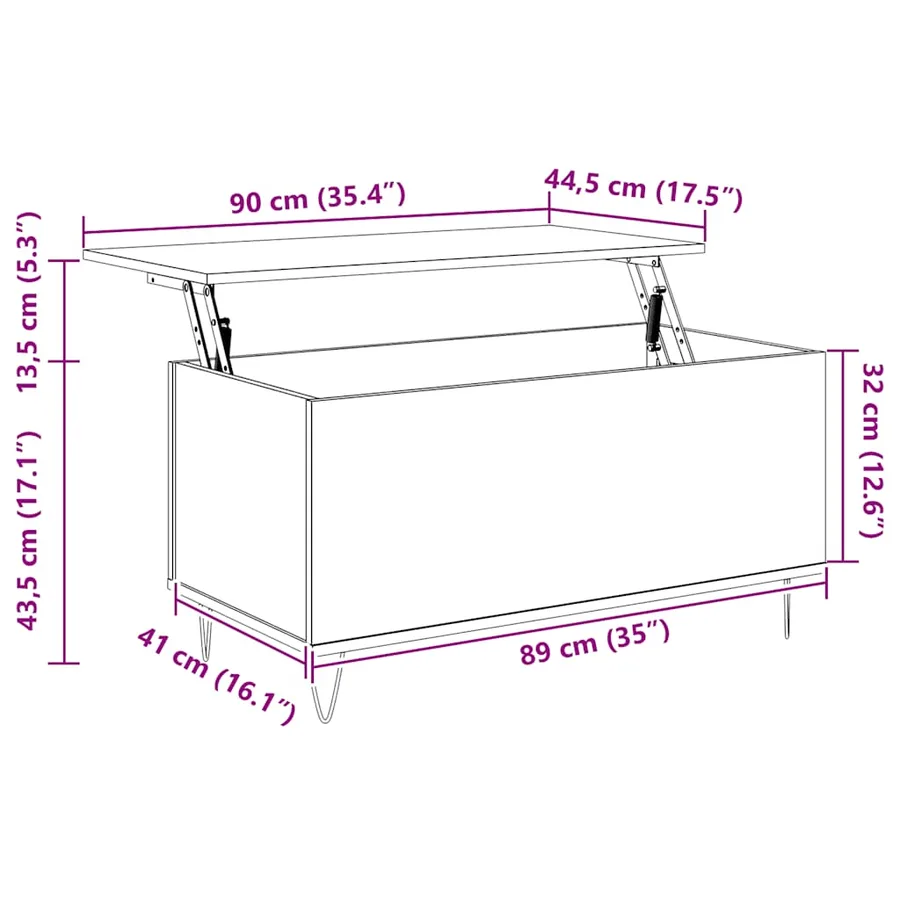 Table basse Blanc 90x44,5x45 cm Bois d'ingénierie - 11