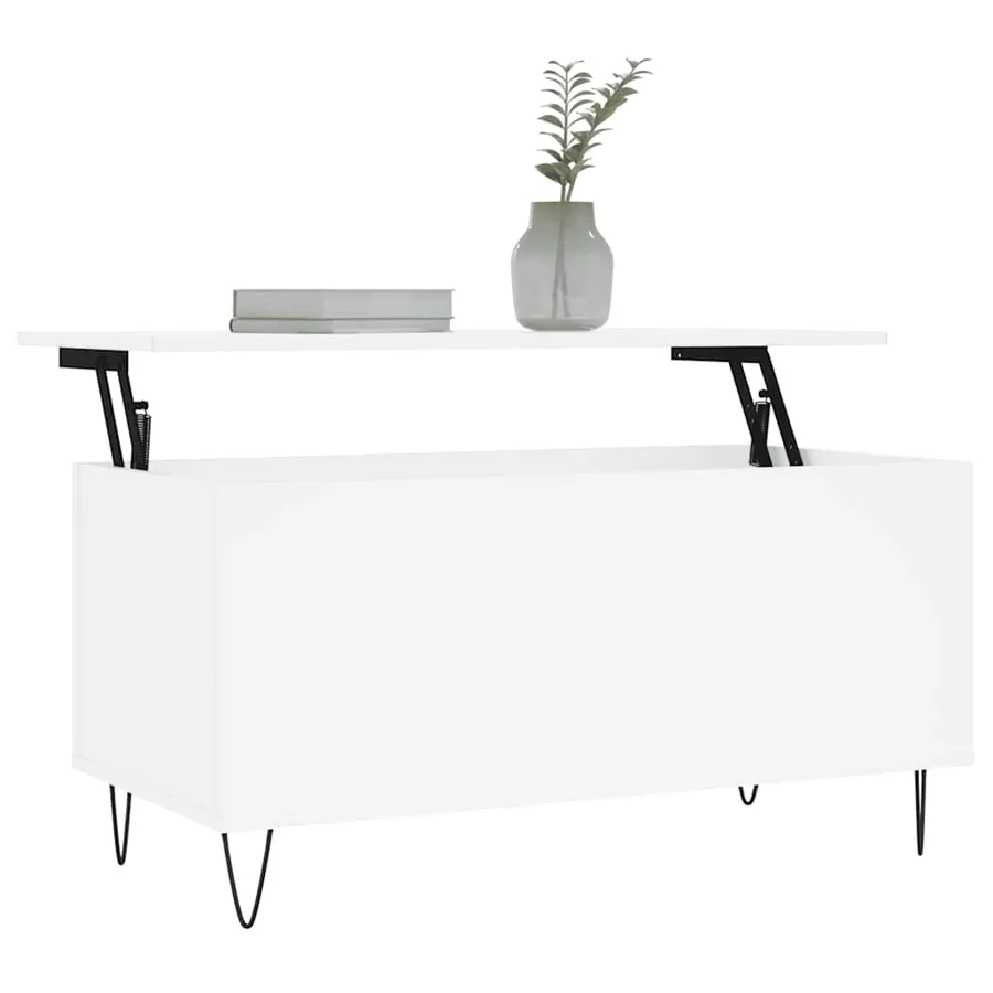 Table basse Blanc 90x44,5x45 cm Bois d'ingénierie - 3