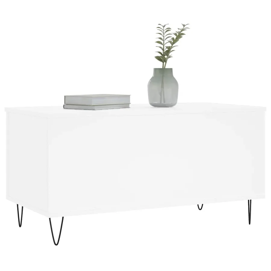 Table basse Blanc 90x44,5x45 cm Bois d'ingénierie - 4