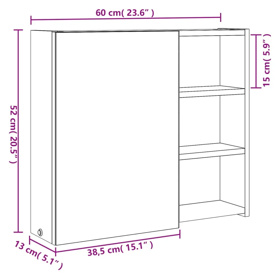 Armoire de salle de bain à miroir avec LED chêne 60x13x52 cm - 12