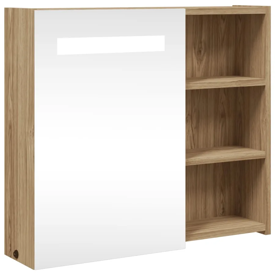 Armoire de salle de bain à miroir avec LED chêne 60x13x52 cm - 2