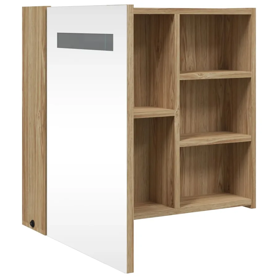 Armoire de salle de bain à miroir avec LED chêne 60x13x52 cm - 5