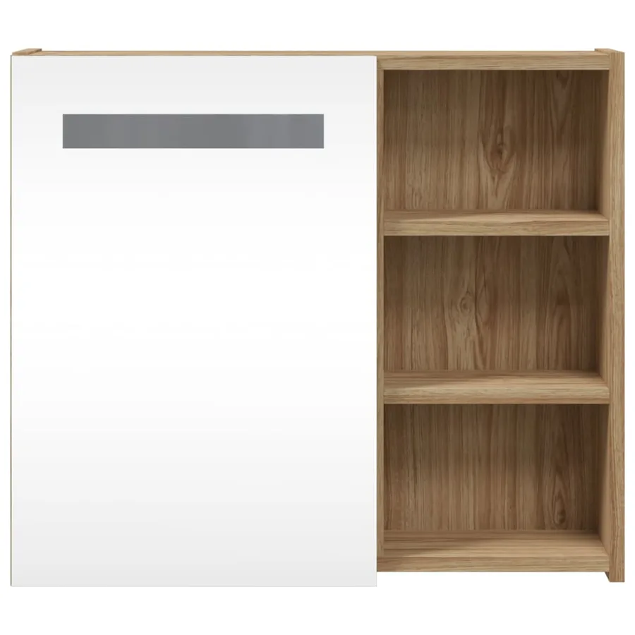 Armoire de salle de bain à miroir avec LED chêne 60x13x52 cm - 6
