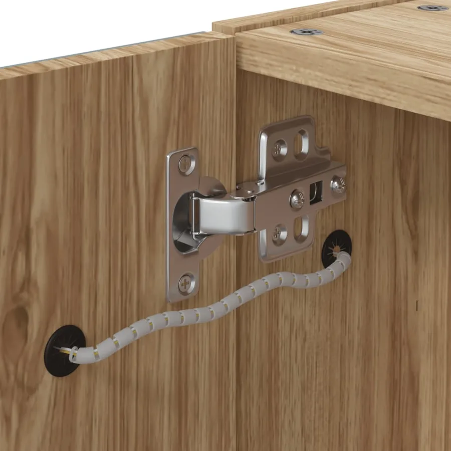 Armoire de salle de bain à miroir avec LED chêne 60x13x52 cm - 9