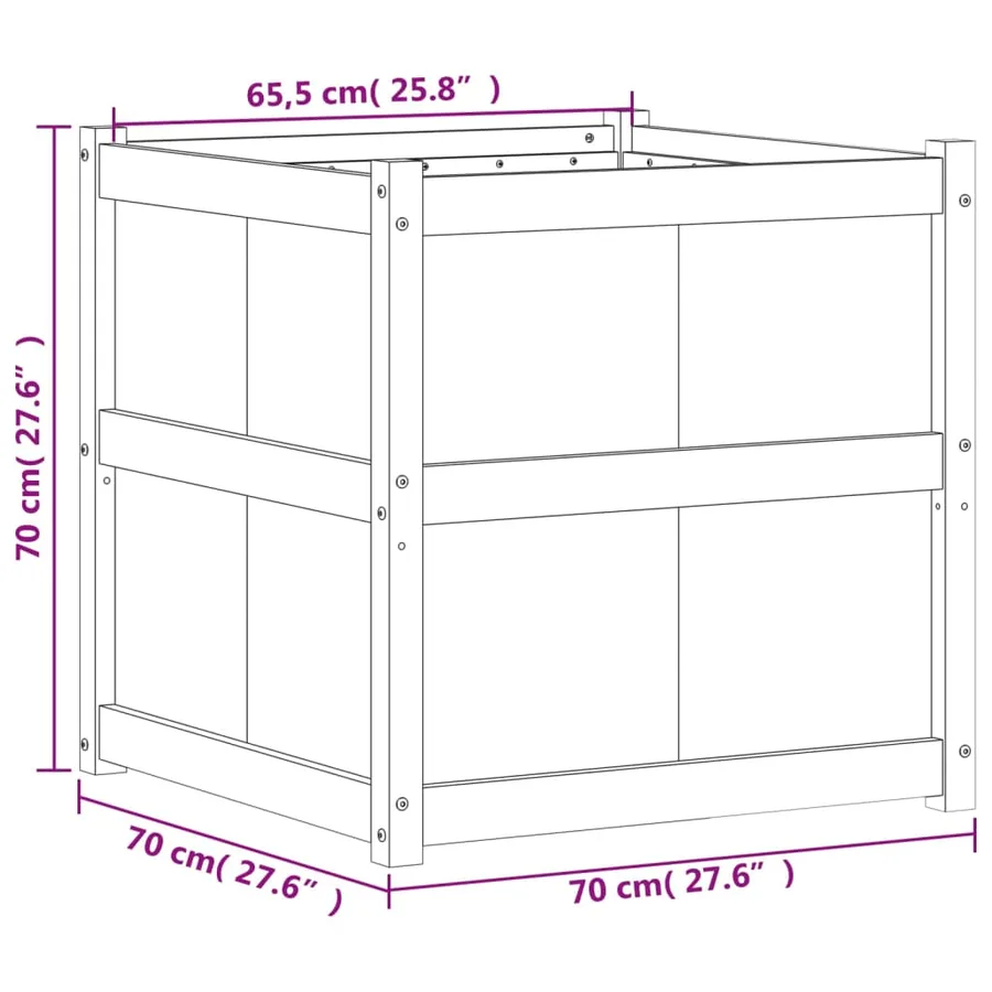 Jardinière d'extérieur 70x70x70 cm bois de pin imprégné - 11