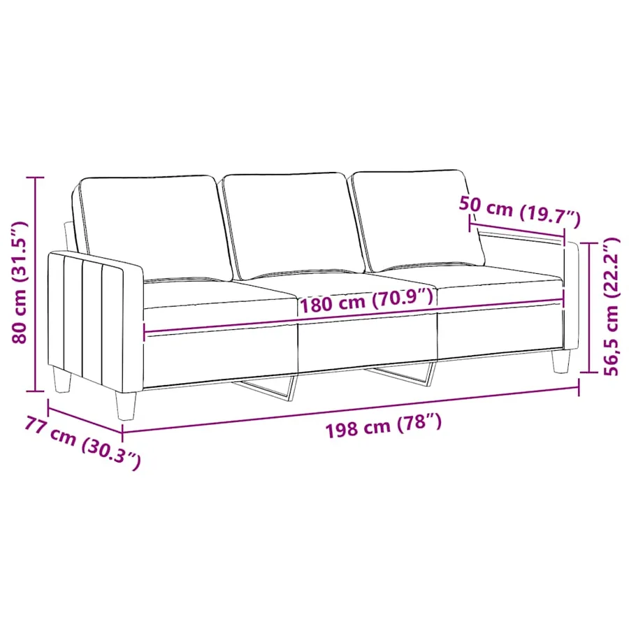 Canapé à 3 places Jaune clair 180 cm Tissu - 9