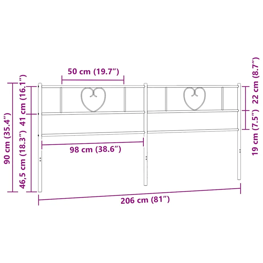 Tête de lit de remplacement métal noir 200 cm - 7