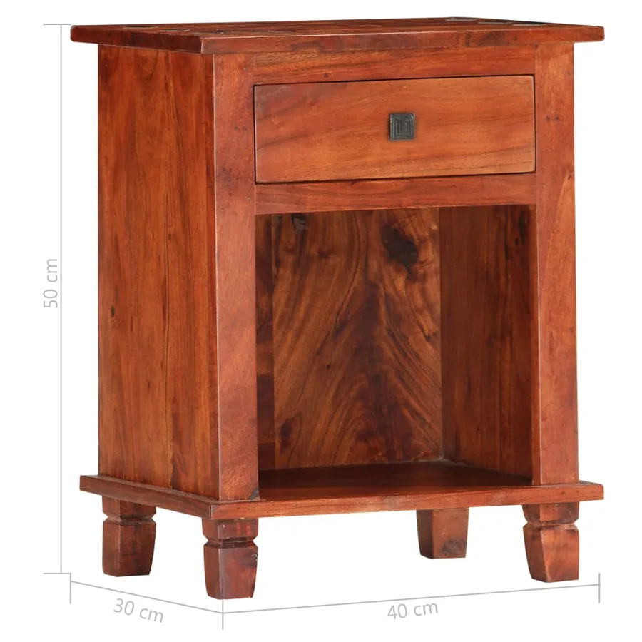 Table de chevet 40 x 30 x 50 cm Bois d'acacia massif - 7