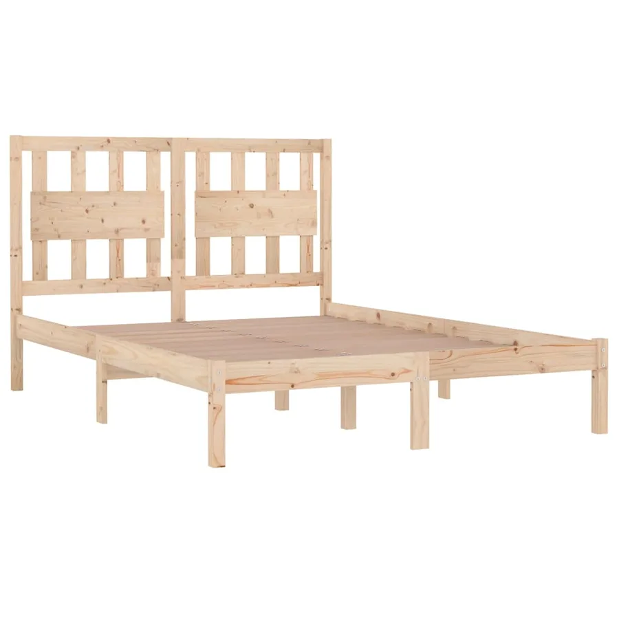 Cadre de lit sans matelas bois de pin massif - 4