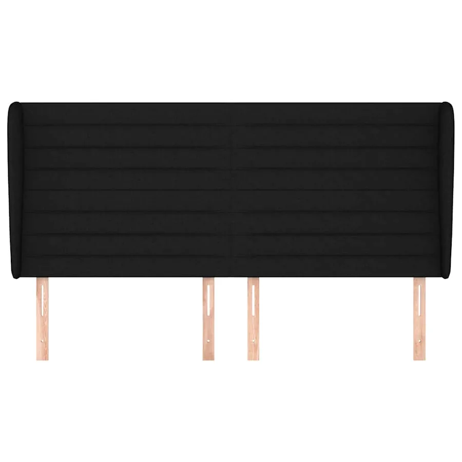 Tête de lit avec oreilles Noir 203x23x118/128 cm Tissu - 3