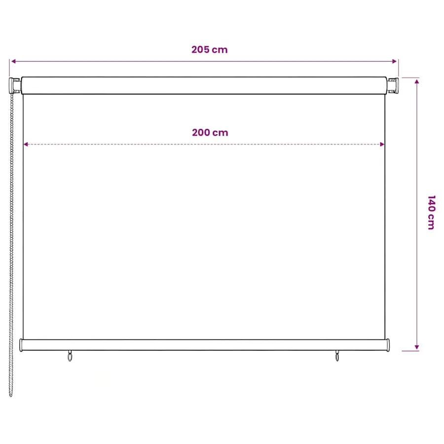Store roulant d'extérieur 205 (l) x 140 (H) cm marron HDPE - 6
