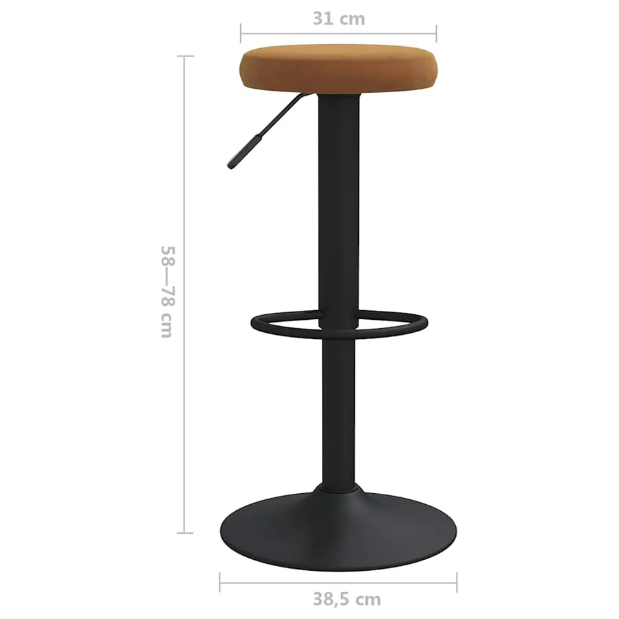 Tabourets de bar lot de 2 marron velours - 8