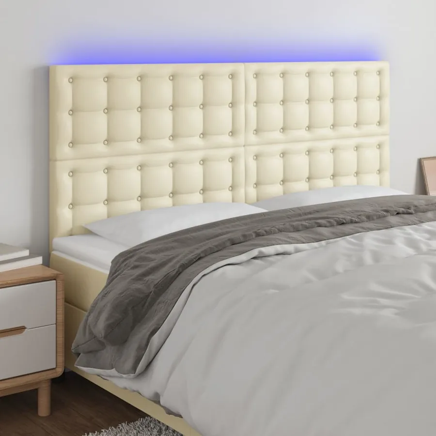 Tête de lit à LED Crème 160x5x118/128 cm Similicuir