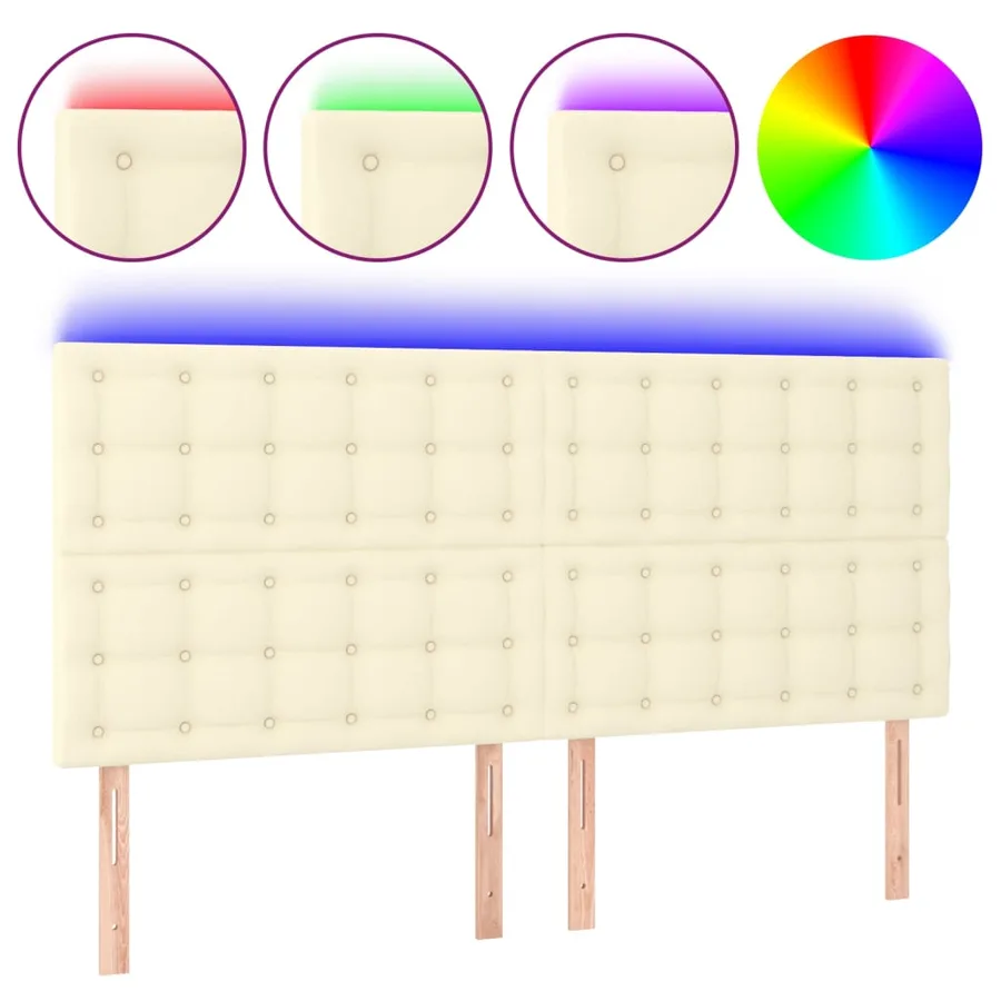 Tête de lit à LED Crème 160x5x118/128 cm Similicuir - 2