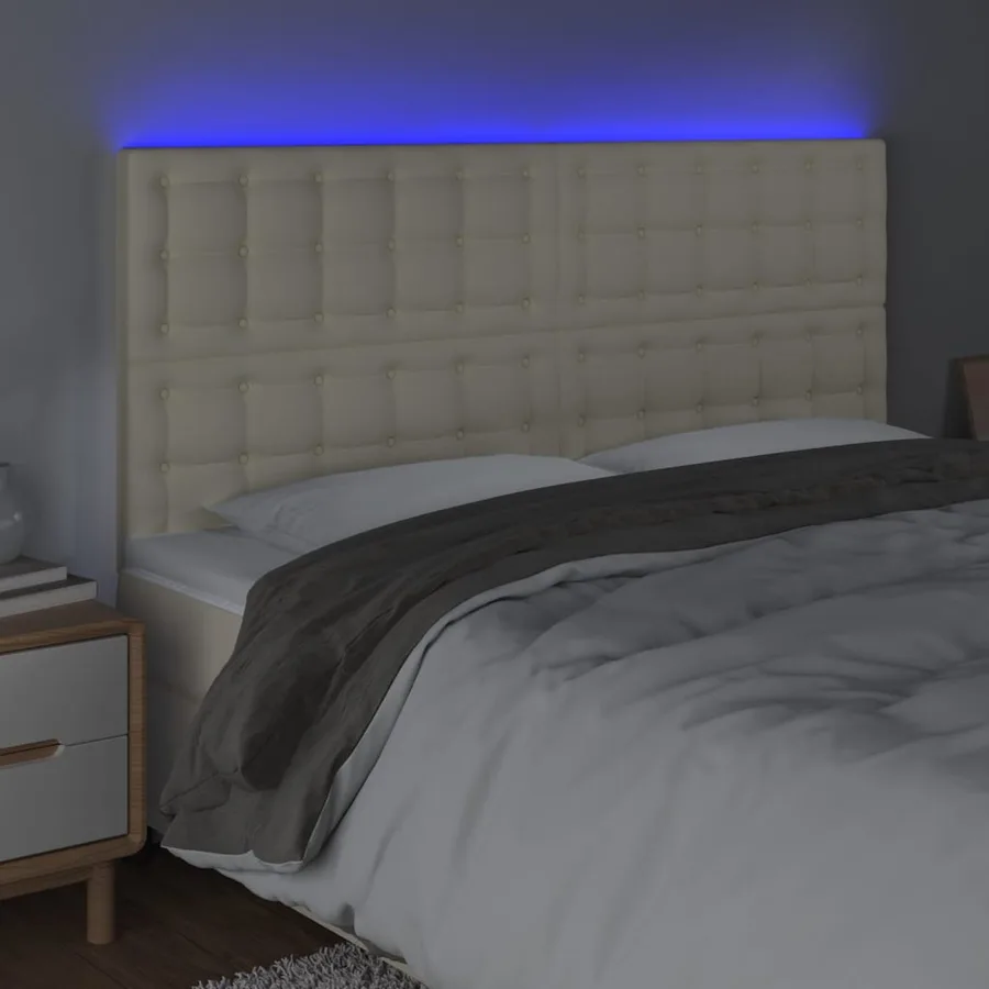 Tête de lit à LED Crème 160x5x118/128 cm Similicuir - 3