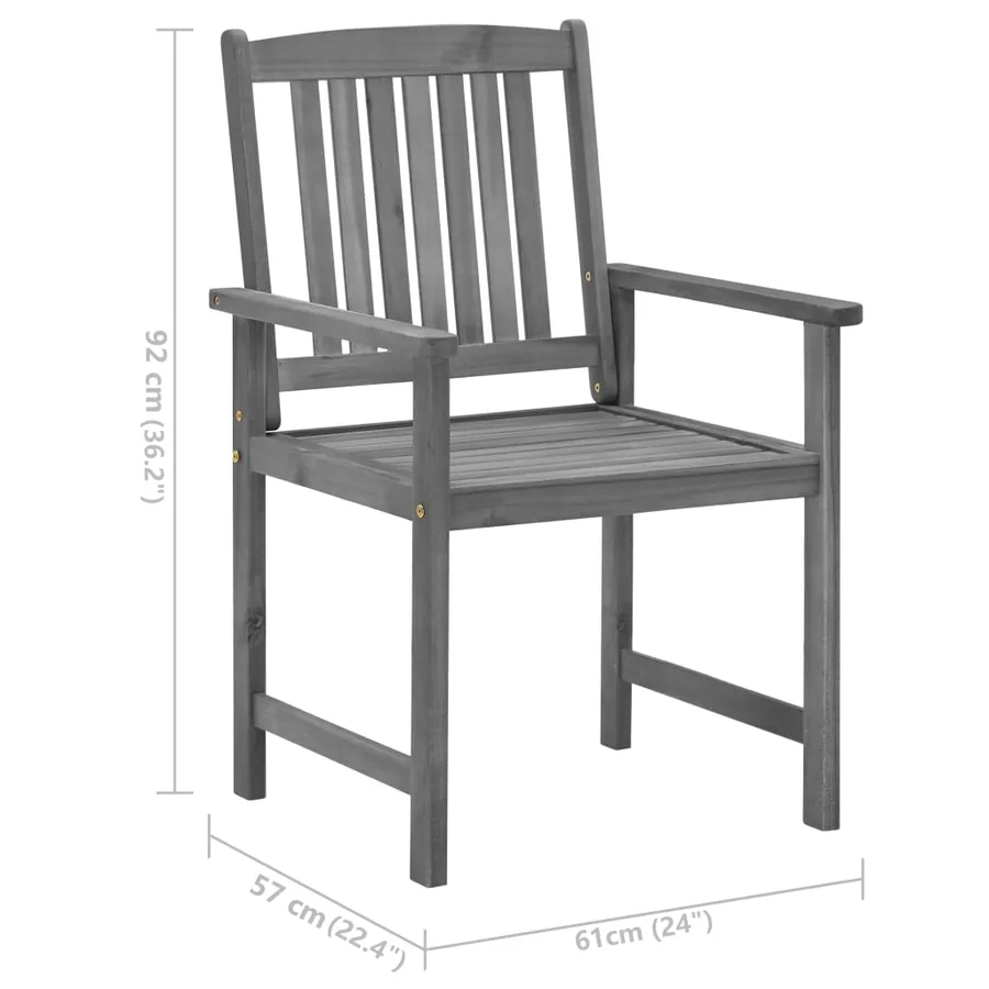 Chaises de jardin et coussins lot de 2 Gris Bois acacia massif - 11