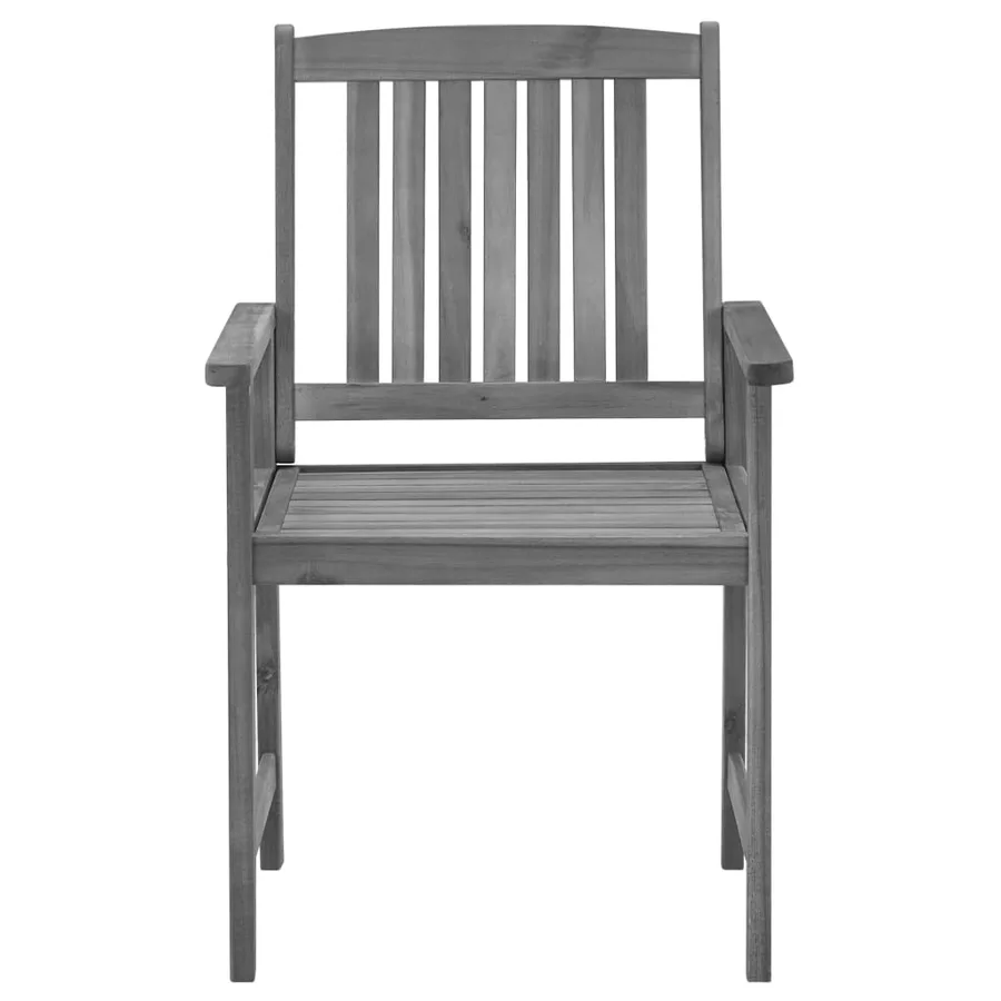Chaises de jardin et coussins lot de 2 Gris Bois acacia massif - 5