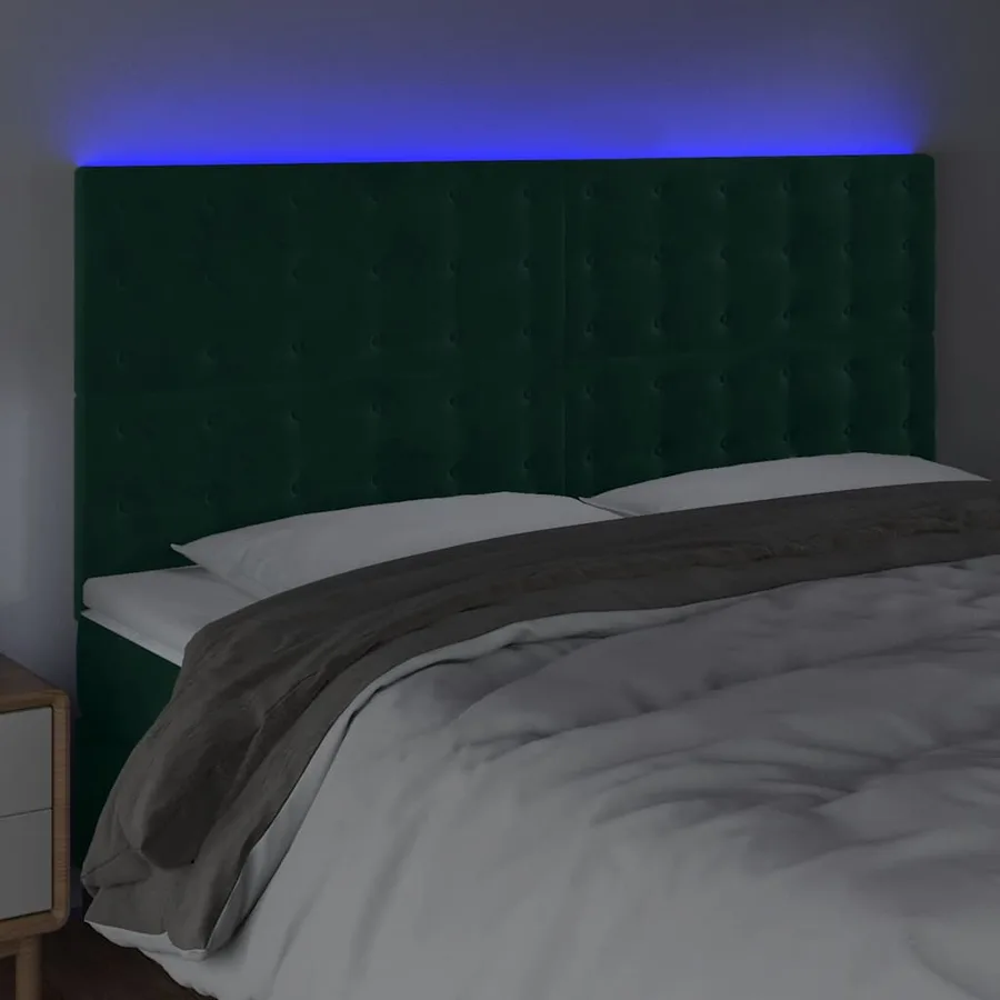 Tête de lit à LED Vert foncé 160x5x118/128 cm Velours - 4