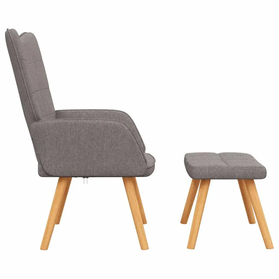 Chaise de relaxation avec tabouret Taupe Tissu - 4