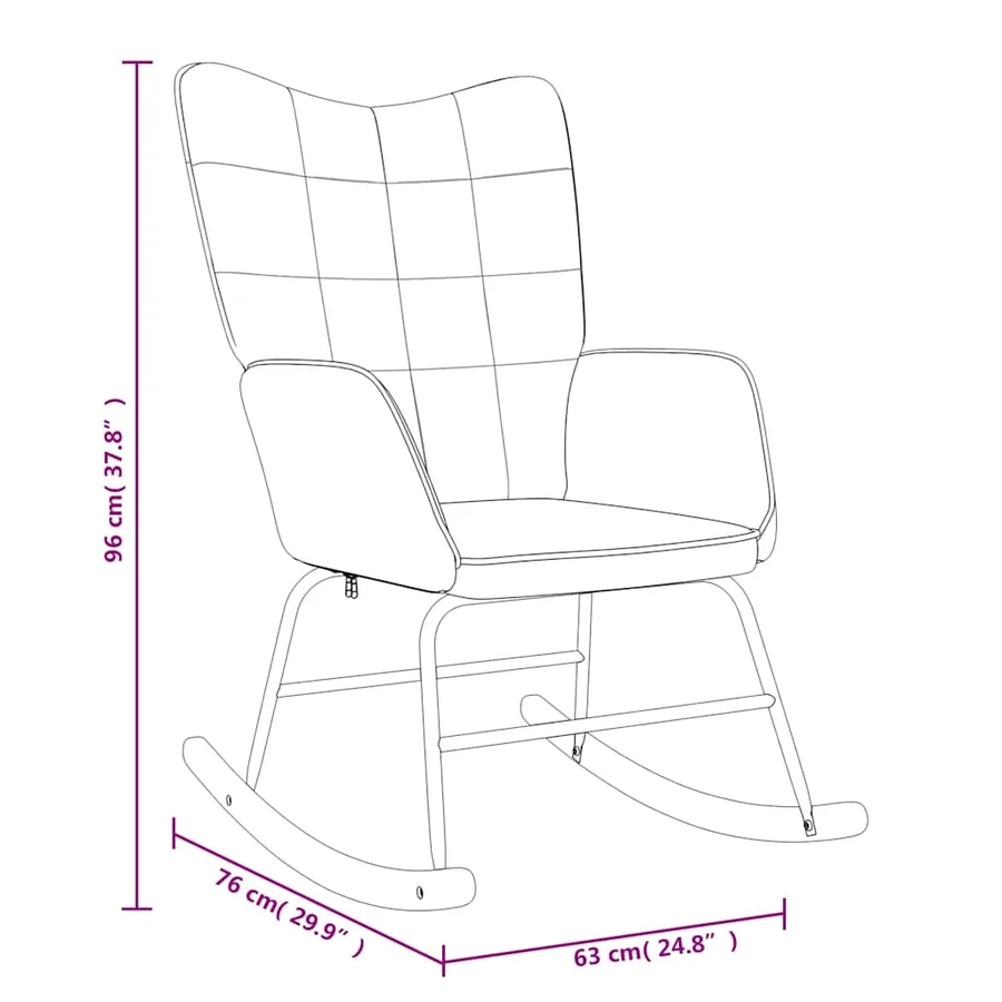 Chaise à bascule avec tabouret Crème Tissu - 11
