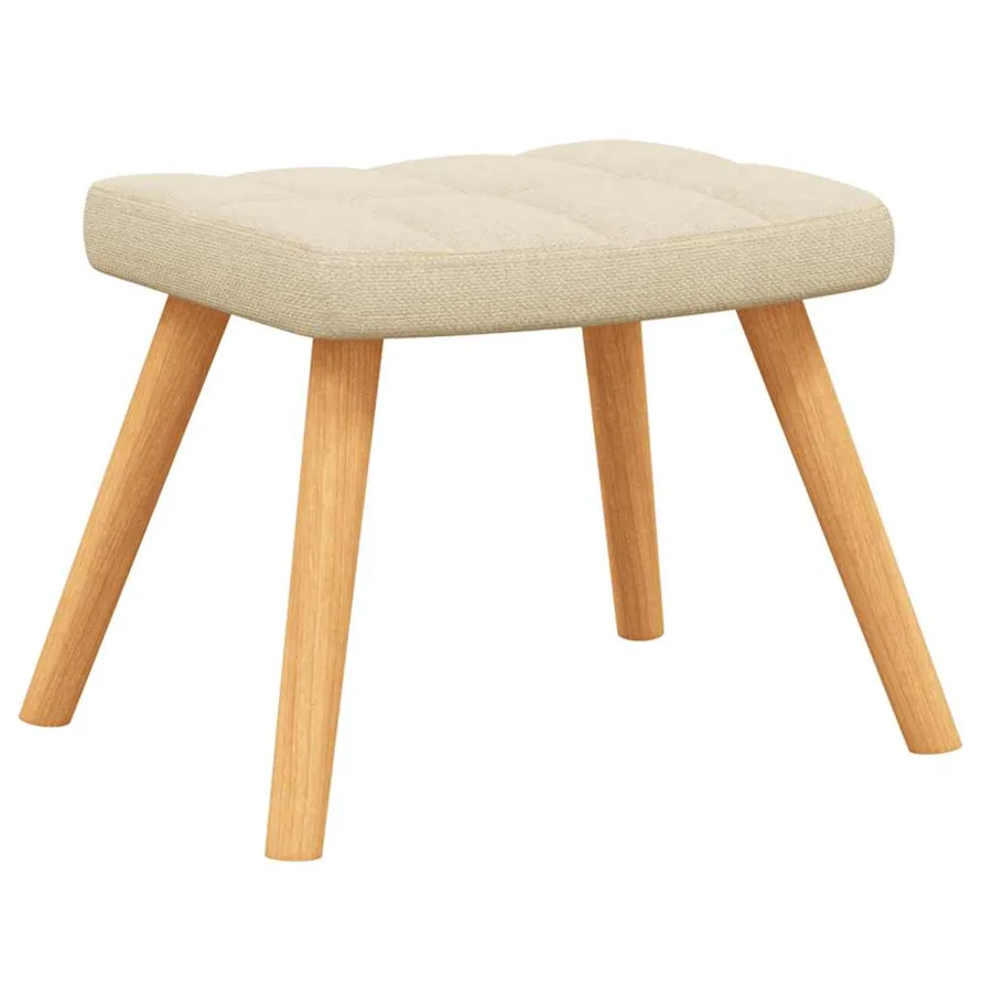 Chaise à bascule avec tabouret Crème Tissu - 8