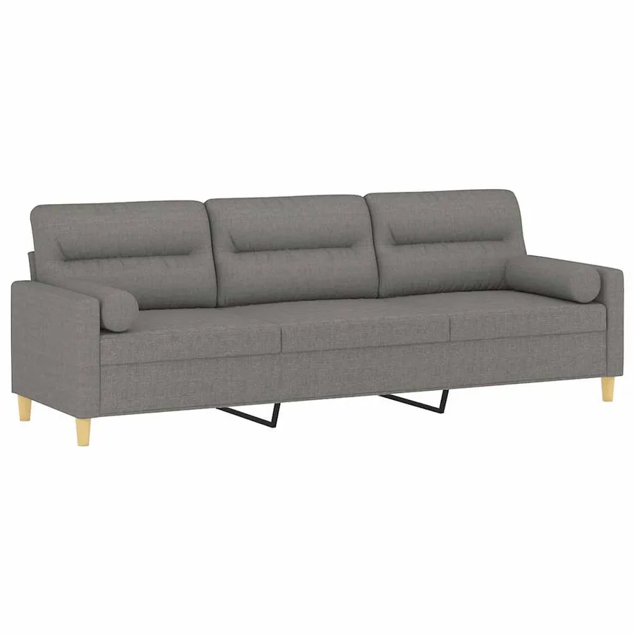 Canapé 3 places et oreillers et coussins Gris foncé 210cm Tissu - 3