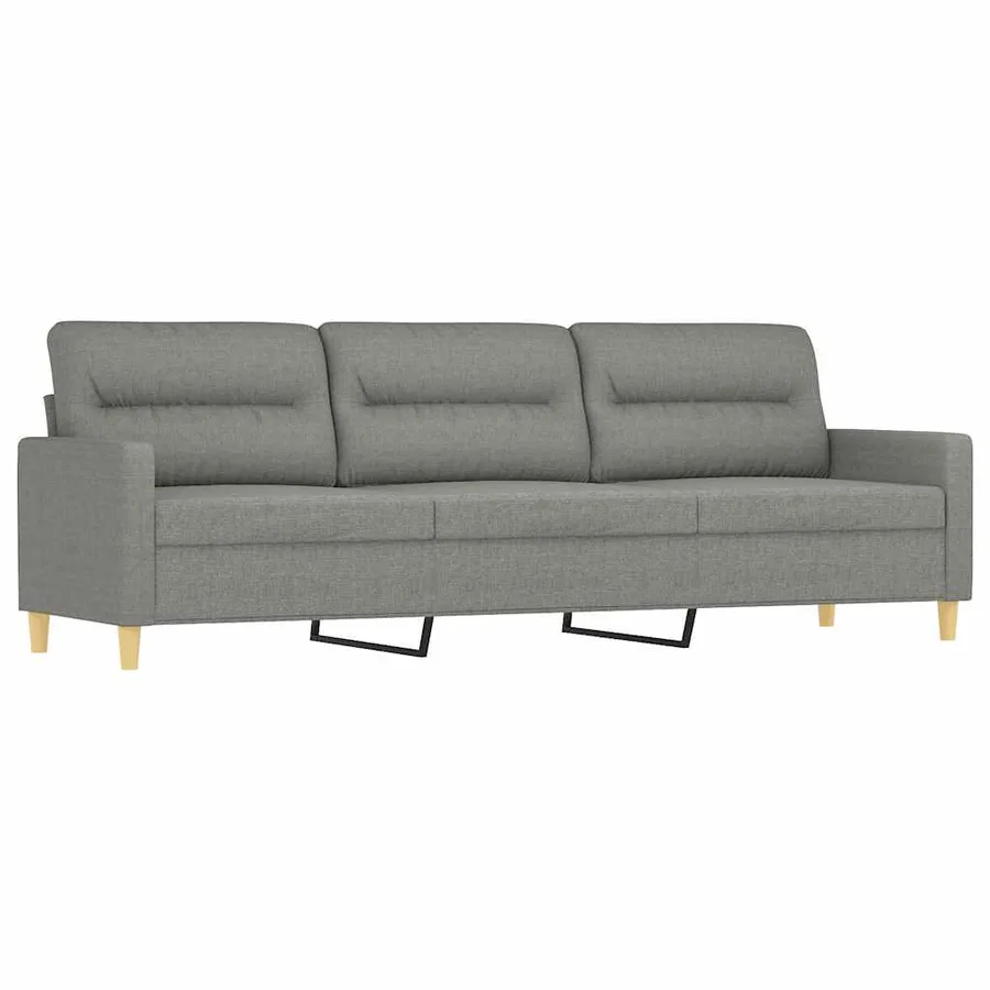 Canapé 3 places et oreillers et coussins Gris foncé 210cm Tissu - 4