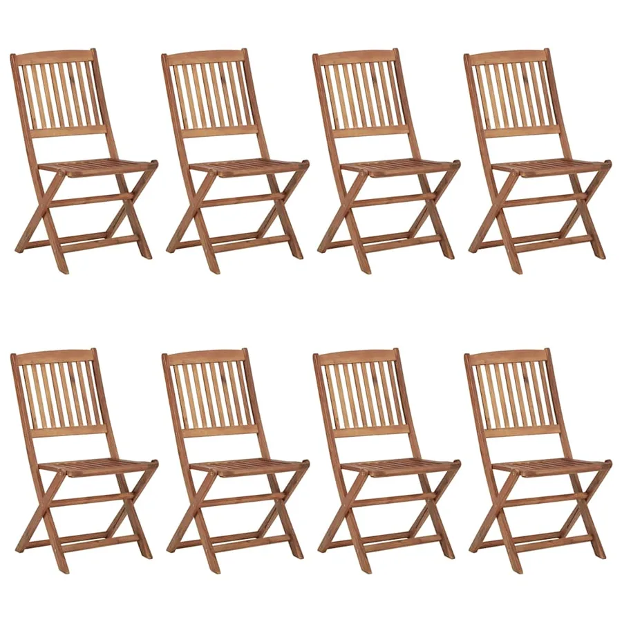 Chaises pliables de jardin lot de 8 avec coussins Bois d'acacia - 2