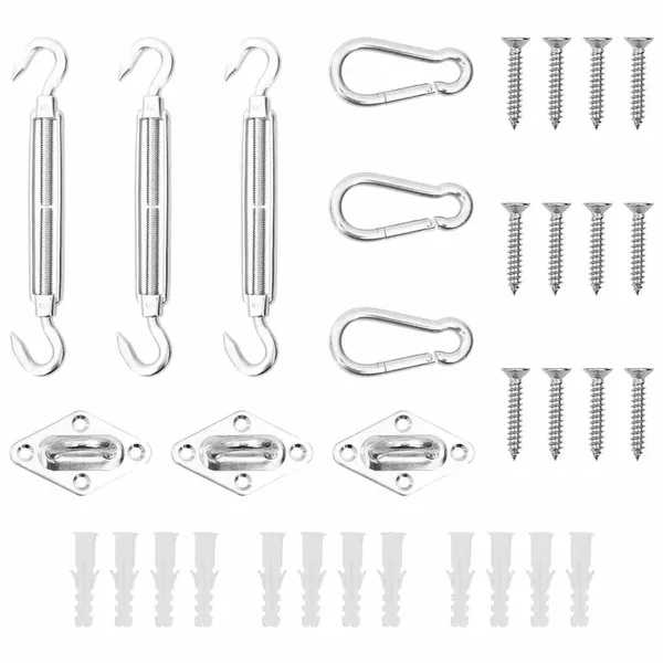 Jeu d'accessoires de voile d'ombrage 9 pcs Acier inoxydable