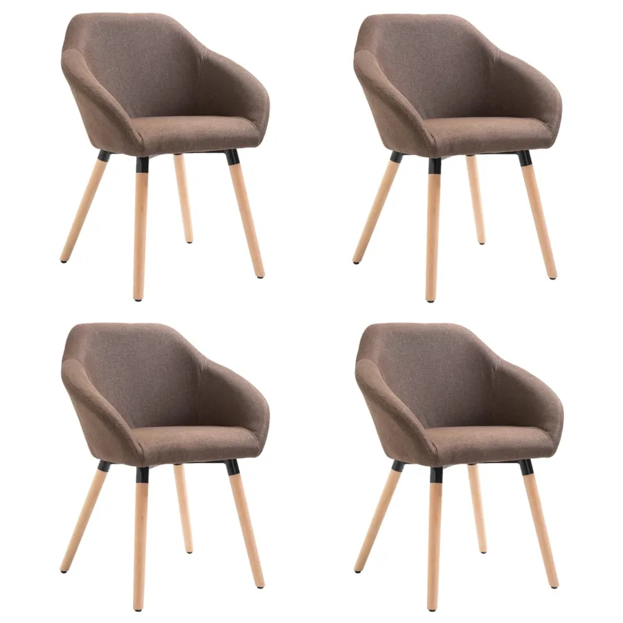 Chaises à manger lot de 4 marron tissu - 2
