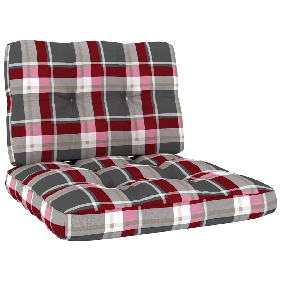 Chaise de jardin et coussins carreaux rouge Pin imprégné - 4