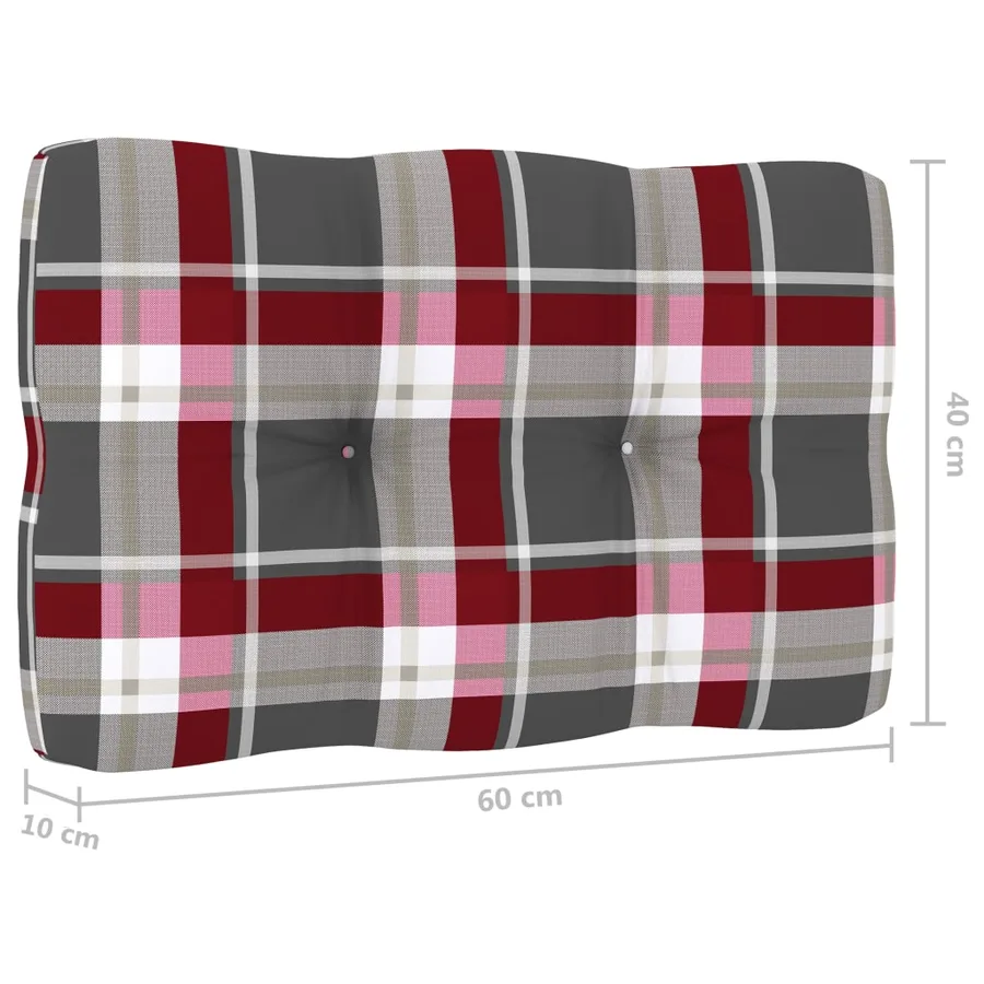 Chaise de jardin et coussins carreaux rouge Pin imprégné - 5