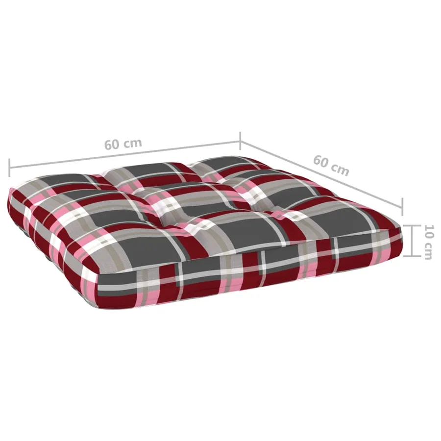 Chaise de jardin et coussins carreaux rouge Pin imprégné - 6