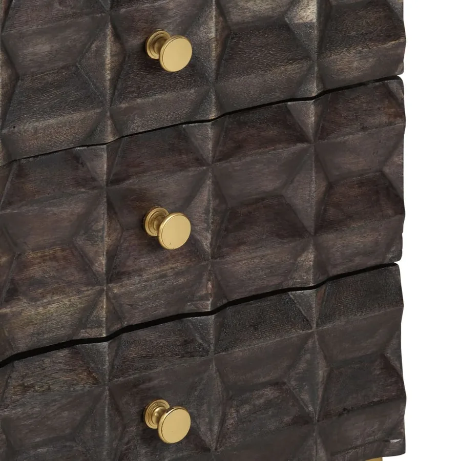 Table de chevet Noir 40x30x50 cm Bois de manguier massif - 6