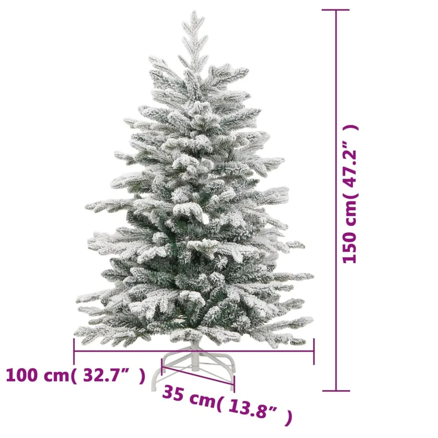 Sapin de Noël artificiel à charnières avec neige floquée 150 cm - 9