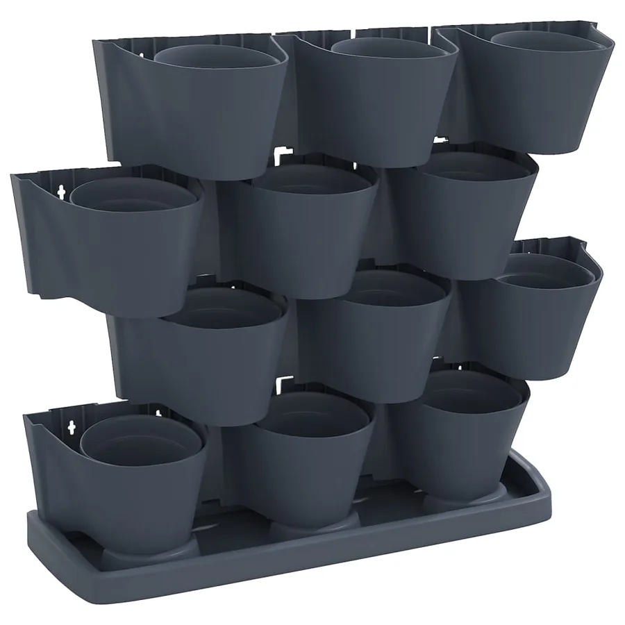 Ensemble de jardinières verticales 12 pcs Anthracite PP - 2
