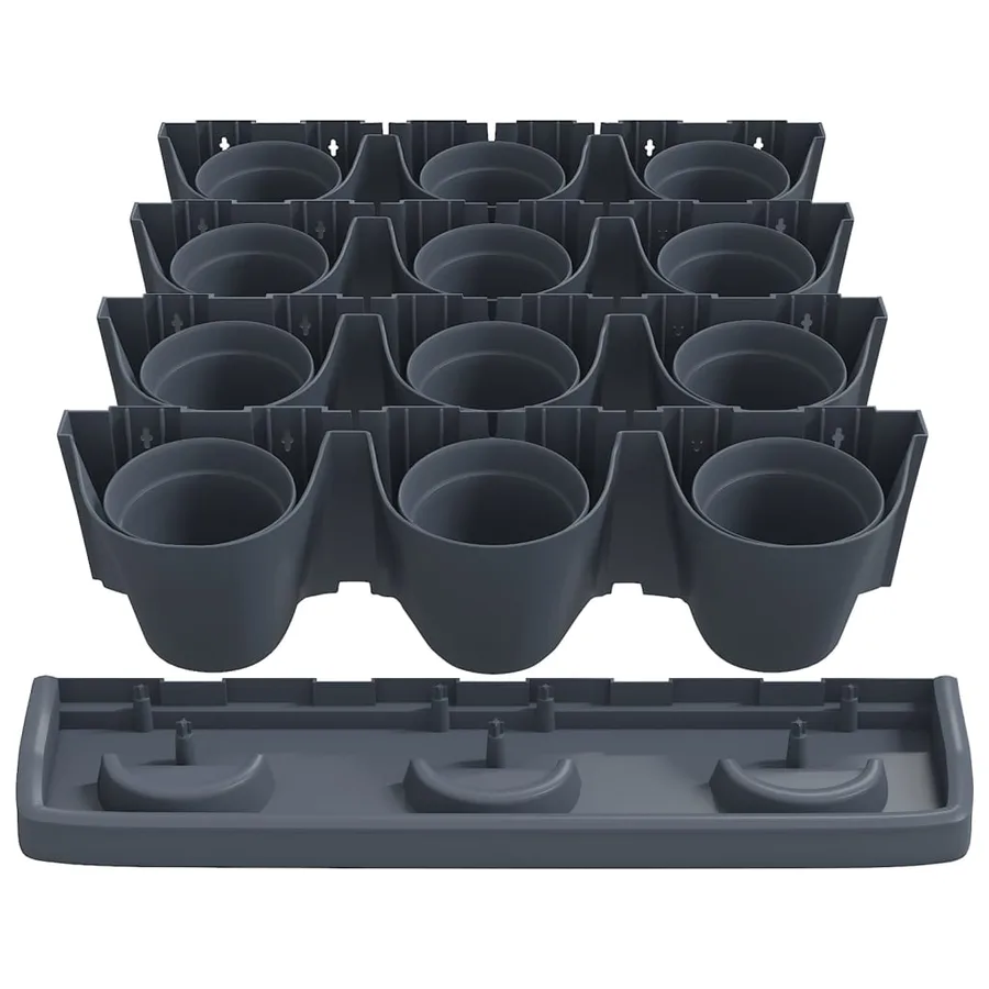 Ensemble de jardinières verticales 12 pcs Anthracite PP - 4