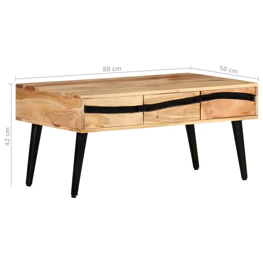 Table basse 88x50x42 cm Bois d'acacia solide - 8