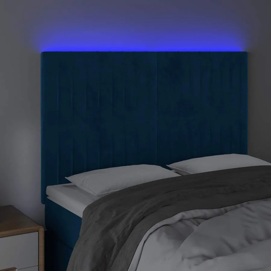 Tête de lit à LED Bleu foncé 144x5x118/128 cm Velours - 3