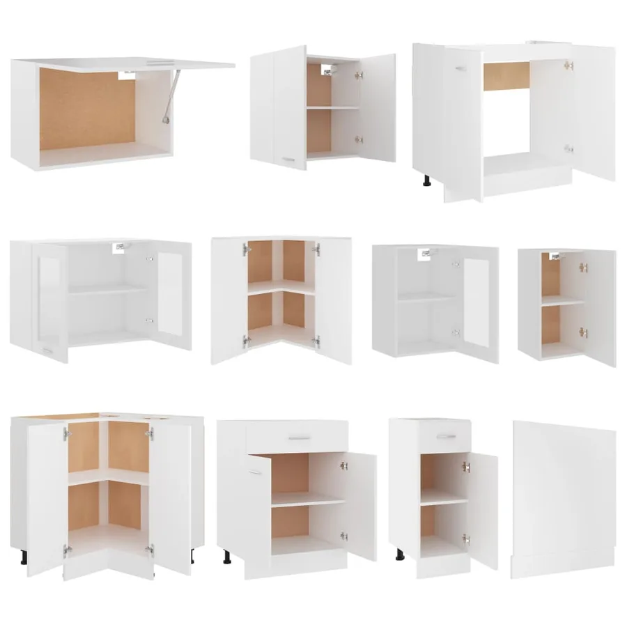 Ensemble de 11 meubles de cuisine "Lyon" en bois d'ingénierie blanc - 5