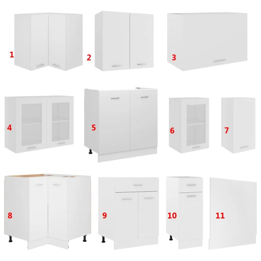 Ensemble de 11 meubles de cuisine "Lyon" en bois d'ingénierie blanc - 8