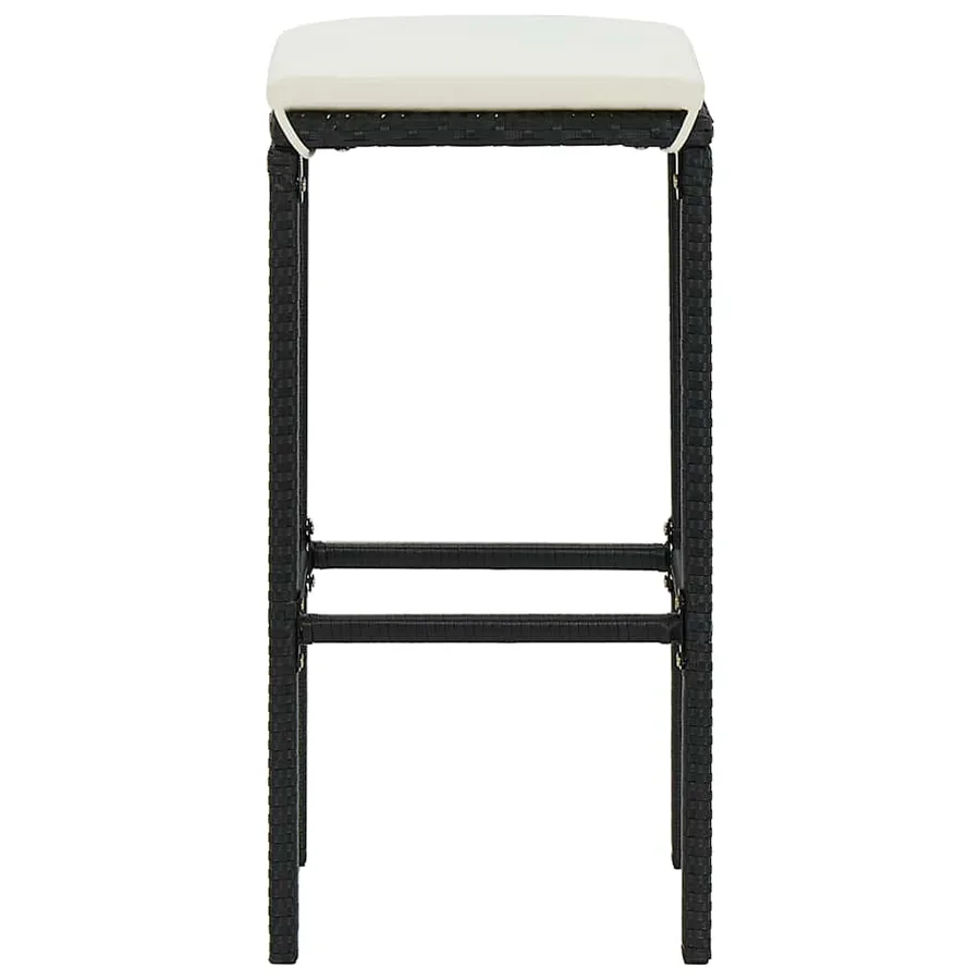 Ensemble de bar de jardin 3 pcs et coussins Résine tressée Noir - 10