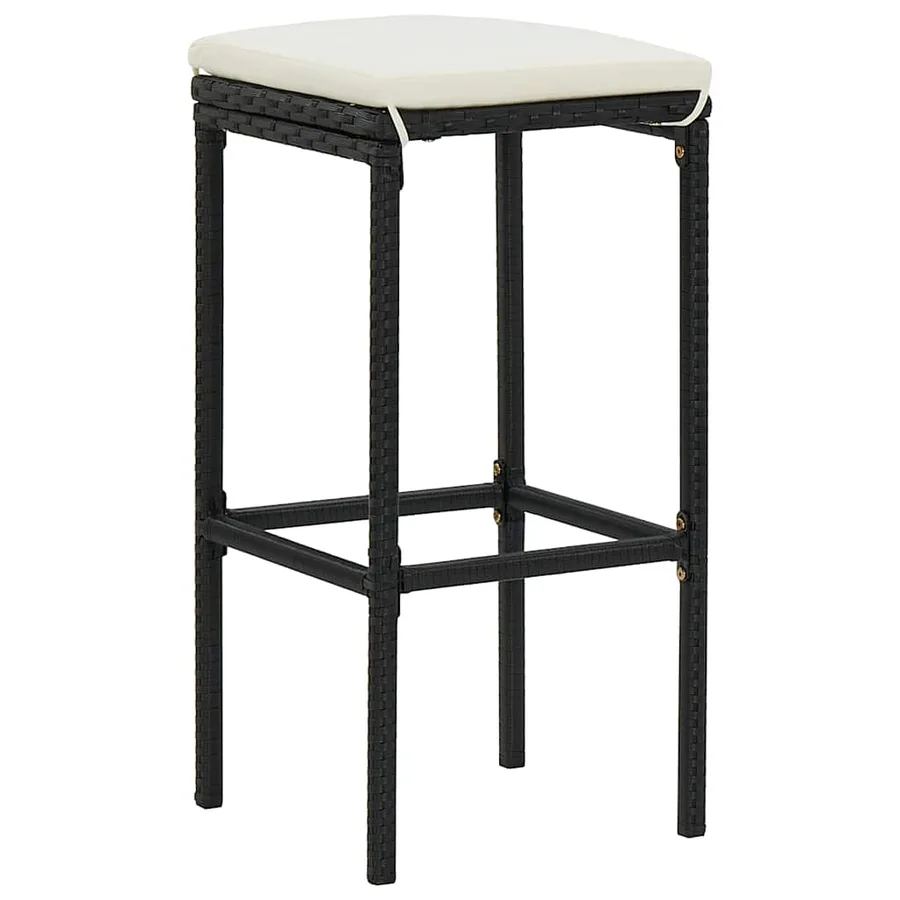Ensemble de bar de jardin 3 pcs et coussins Résine tressée Noir - 8