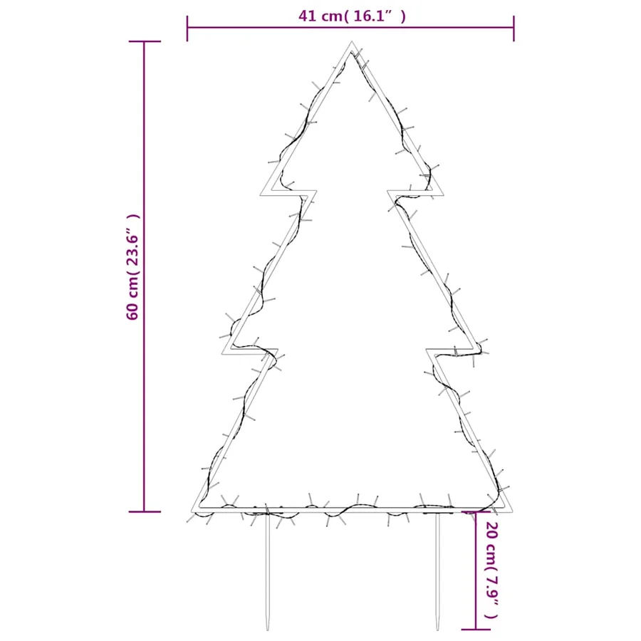 Décoration lumineuse arbre de Noël avec piquets 80 LED 60 cm - 10